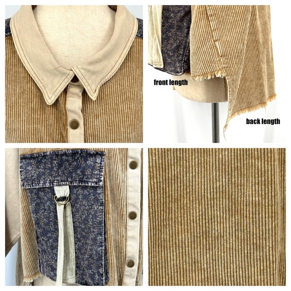 Oli & Hali Womens Tatiana Jacket L NWOT Corduroy Patchwork Cottage Brown Blue - Picture 3 of 8